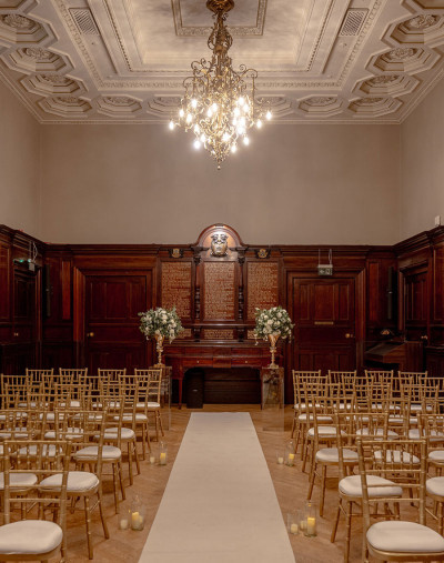 The Saloon, set up for a wedding ceremony.