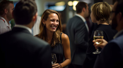 A woman smiling