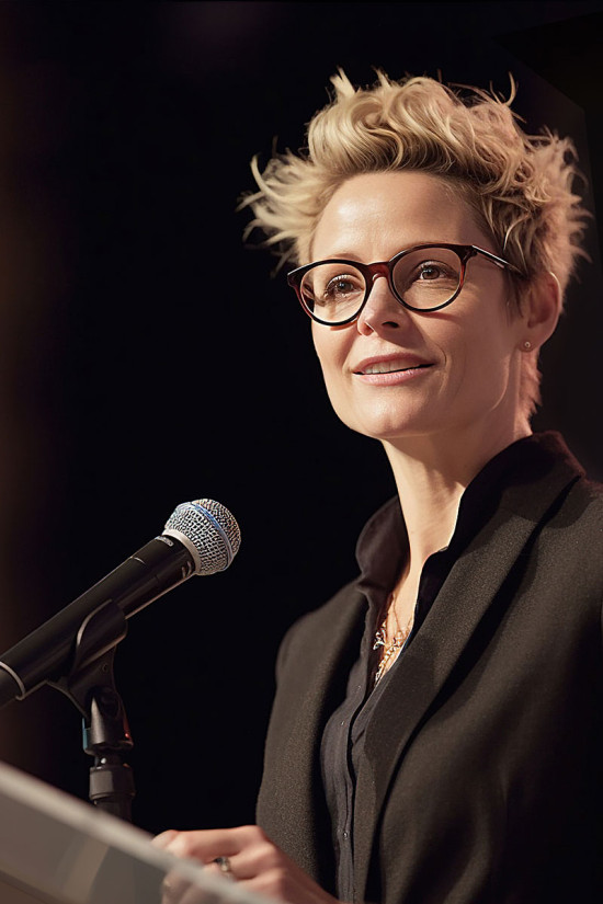 A speaker at a conference